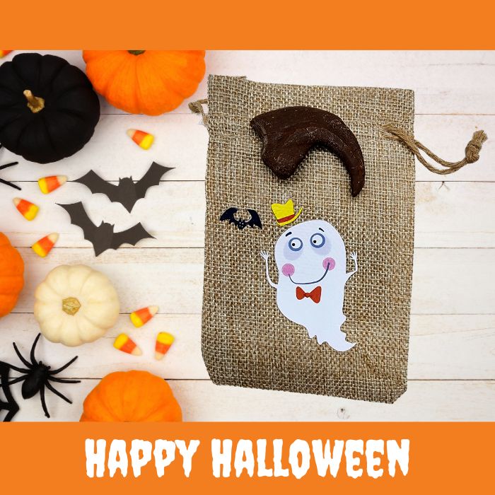 Utahraptor Hand Claw Cast with Halloween Gift Bag and Artwork - Ghost