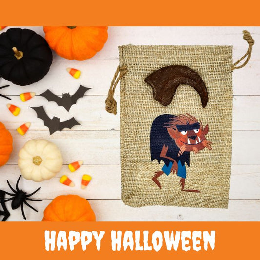 Utahraptor Hand Claw Cast with Halloween Gift Bag and Artwork - Werewolf