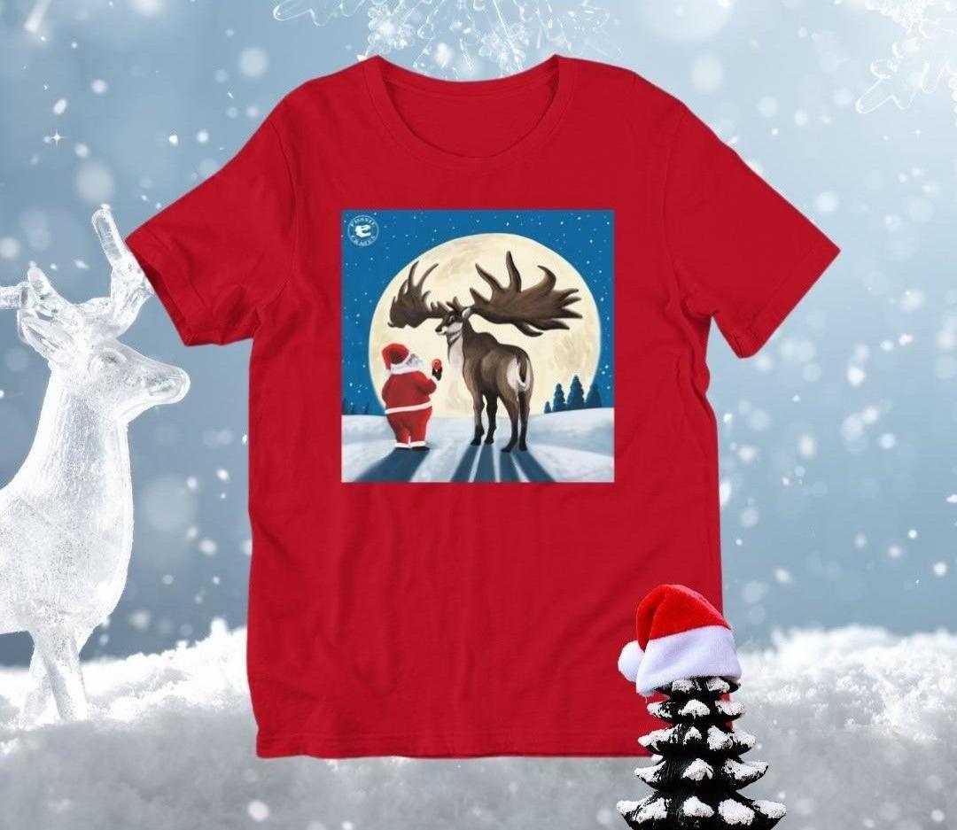 Christmas Megaloceros Unisex T-Shirt in red