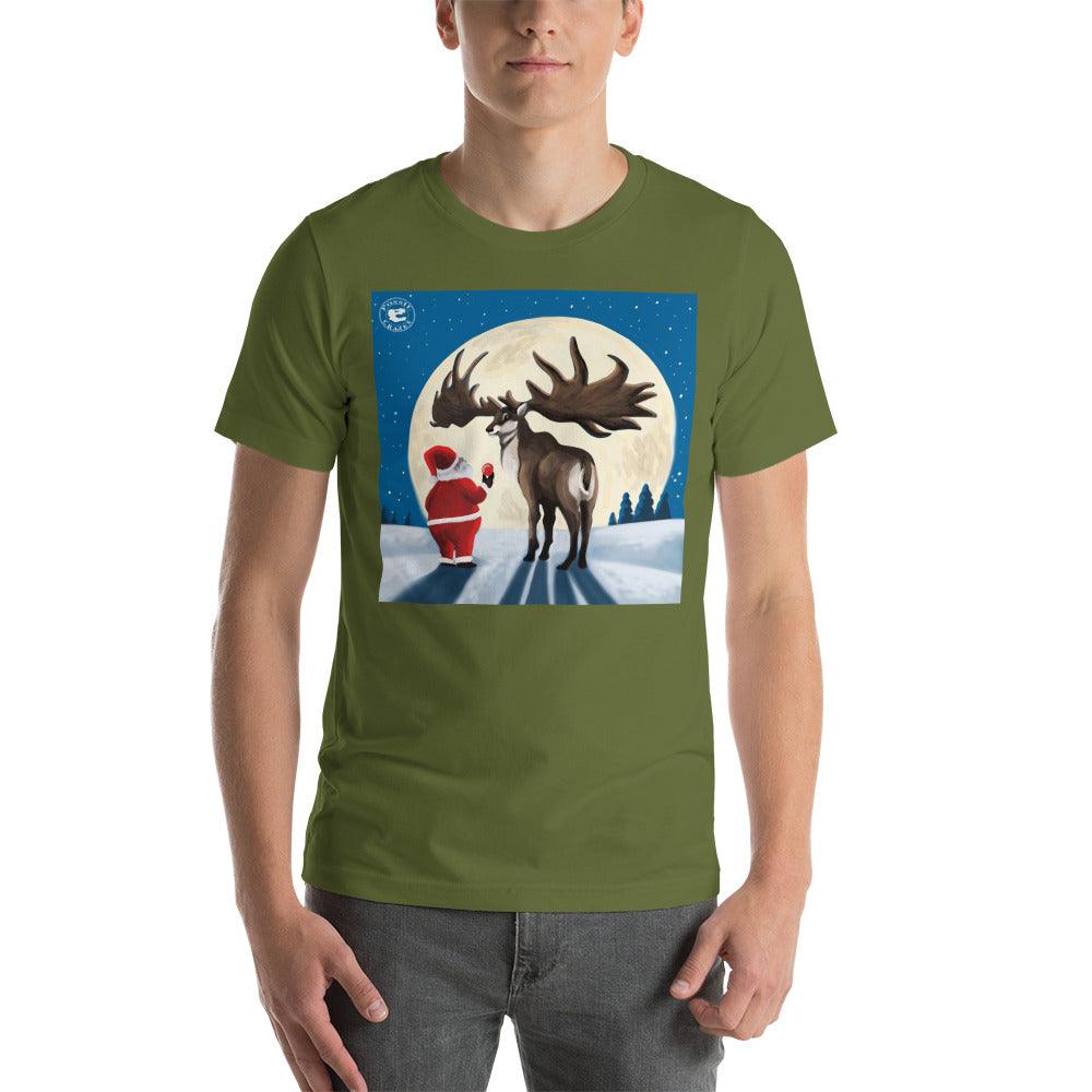 Christmas Megaloceros Unisex T-Shirt in olive