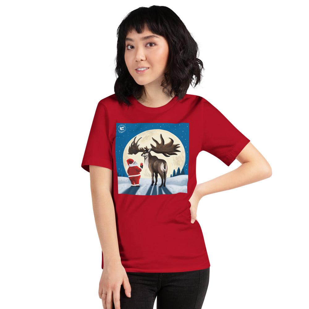 Christmas Megaloceros Unisex T-Shirt in red