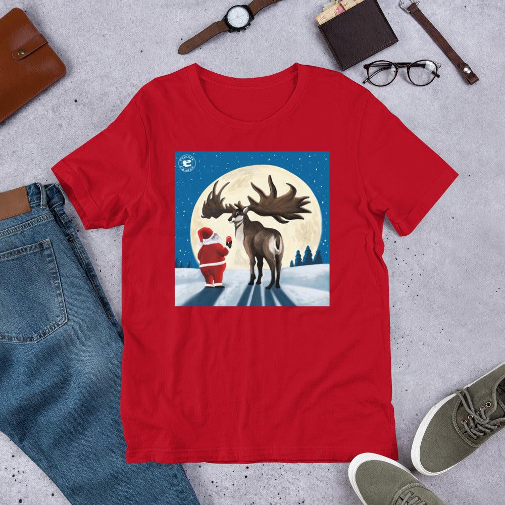 Christmas Megaloceros Unisex T-Shirt in red