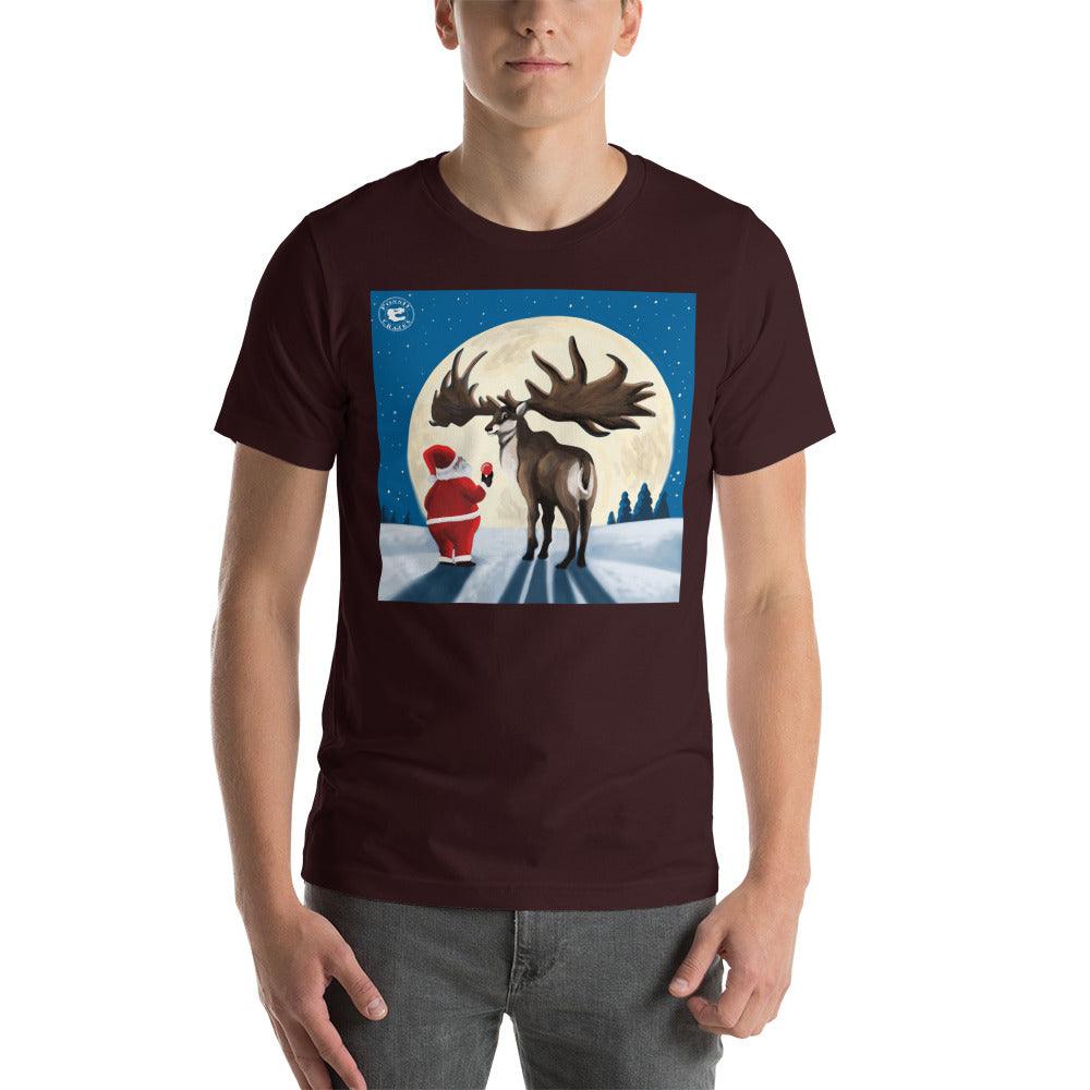 Christmas Megaloceros Unisex T-Shirt in oxblood black