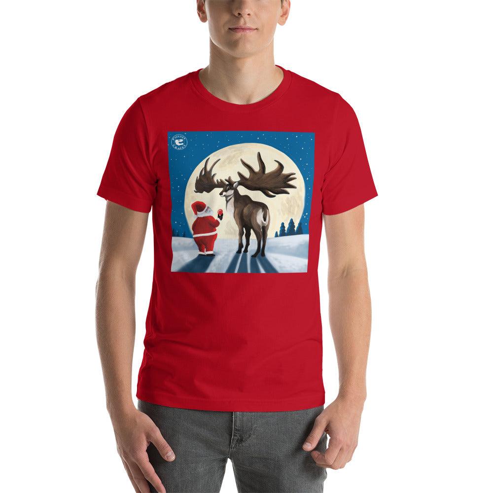 Christmas Megaloceros Unisex T-Shirt in red