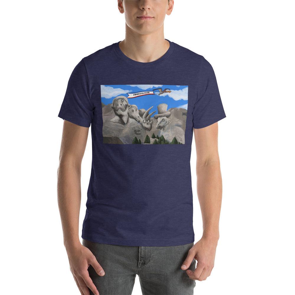 Dino Presidents' Day Dark Colors Unisex T-Shirt - Fossil Crates