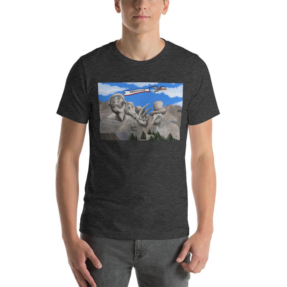 Dino Presidents' Day Dark Colors Unisex T-Shirt - Fossil Crates