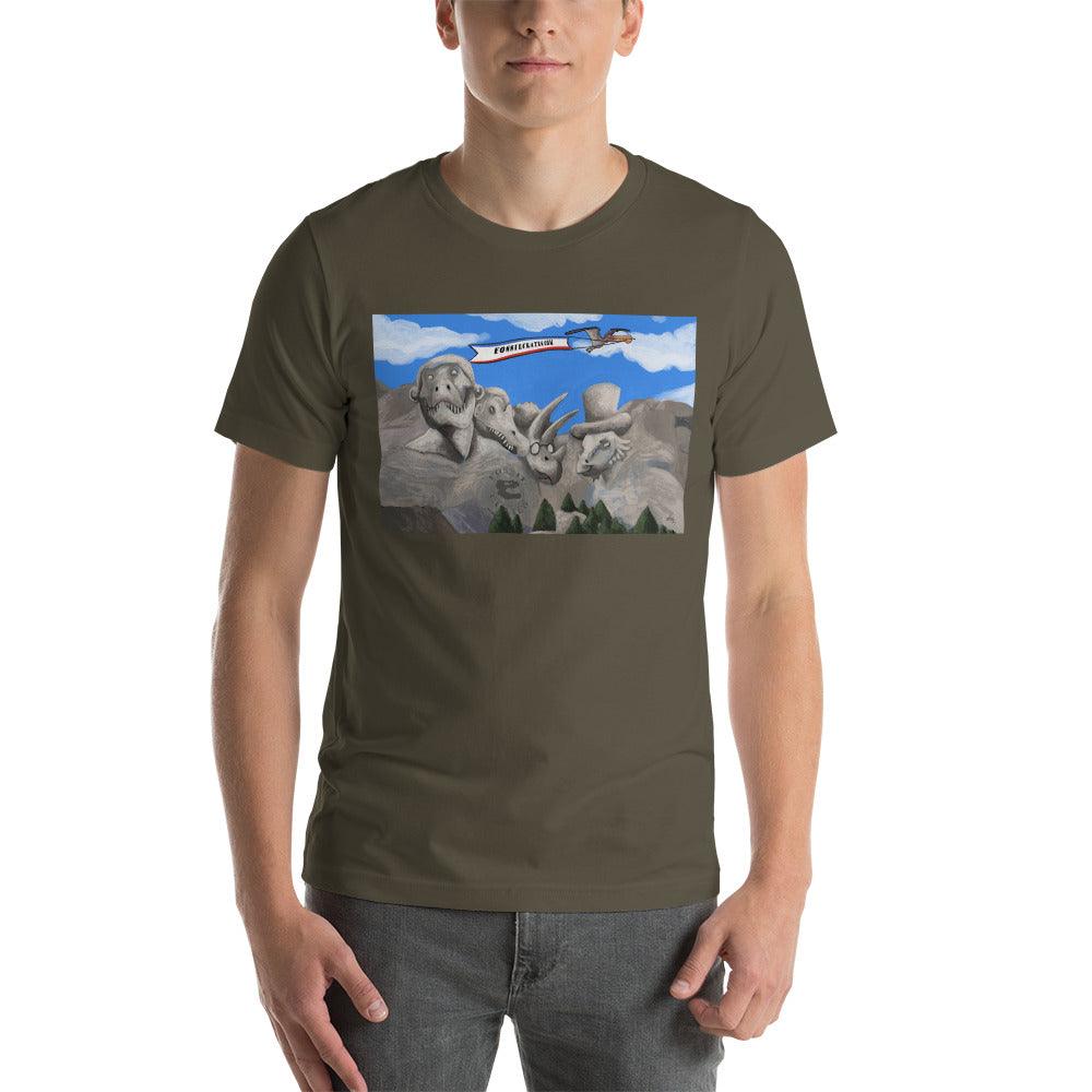 Dino Presidents' Day Dark Colors Unisex T-Shirt - Fossil Crates