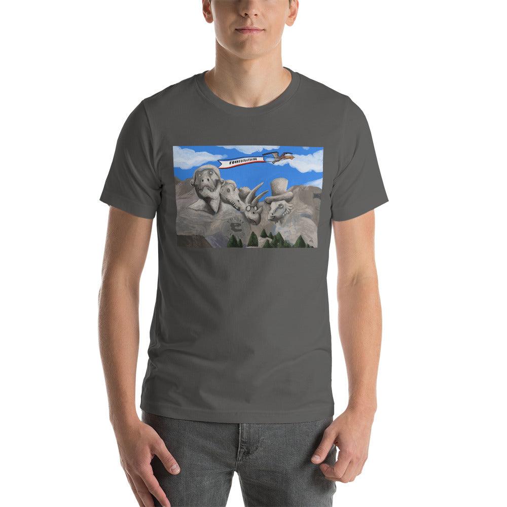 Dino Presidents' Day Dark Colors Unisex T-Shirt - Fossil Crates
