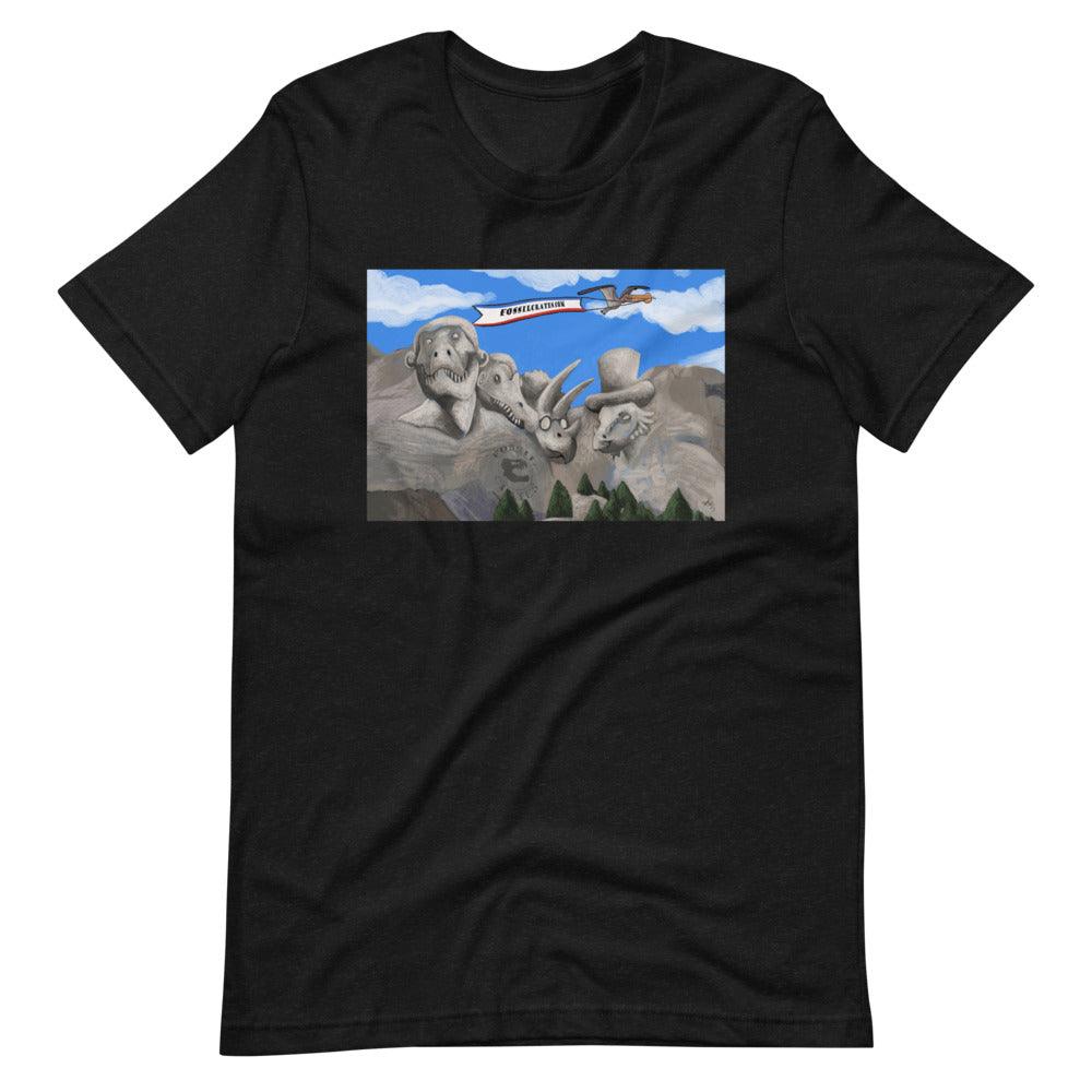 Dino Presidents' Day Dark Colors Unisex T-Shirt - Fossil Crates