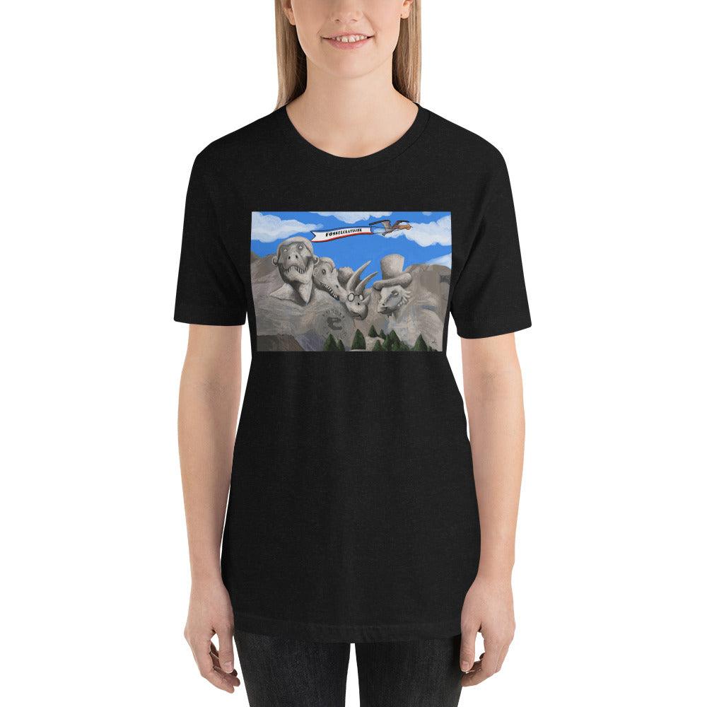 Dino Presidents' Day Dark Colors Unisex T-Shirt - Fossil Crates
