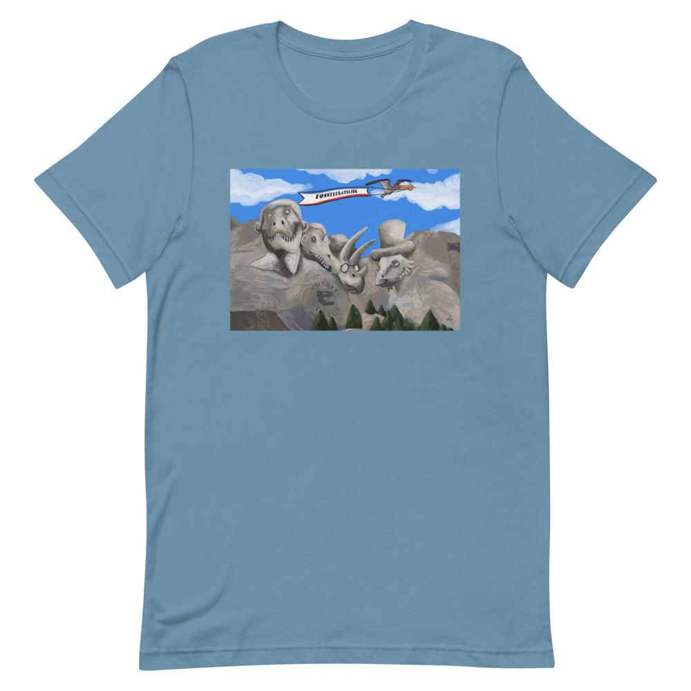 Dino Presidents' Day Lighter Colors Unisex T-Shirt - Fossil Crates