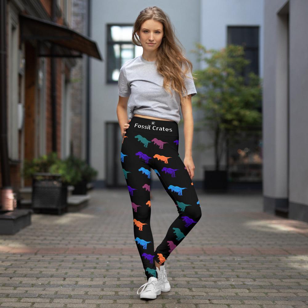 Multicolor T. rex Leggings - Fossil Crates Dinosaur Leggings