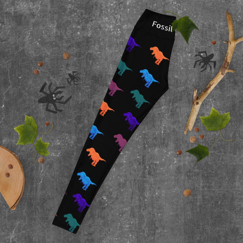 Multicolor T. rex Leggings - Fossil Crates Dinosaur Leggings