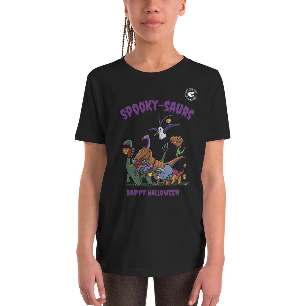 Spooky-saurs Halloween Youth T-Shirt in Black
