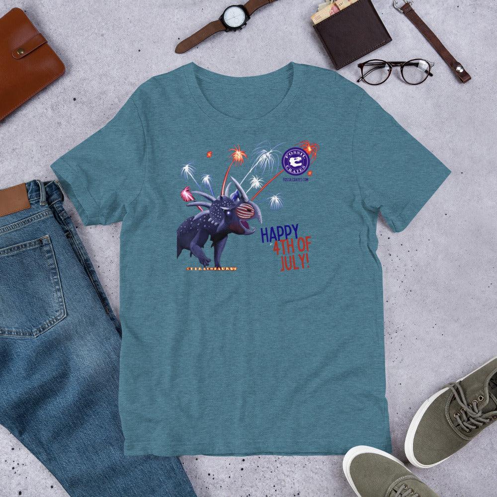 Styracosaurus Happy 4th of July T-shirt - Fossil Crates Dinosaur T-Shirt