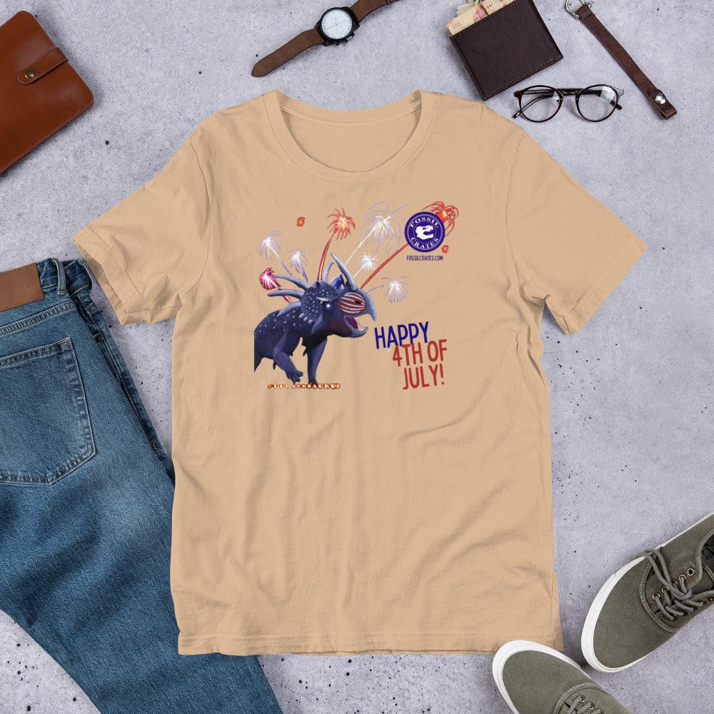 Styracosaurus Happy 4th of July T-shirt - Fossil Crates Dinosaur T-Shirt