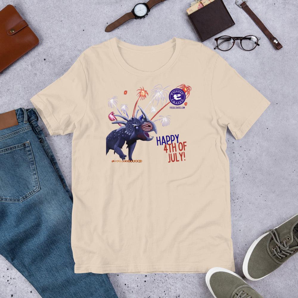 Styracosaurus Happy 4th of July T-shirt - Fossil Crates Dinosaur T-Shirt