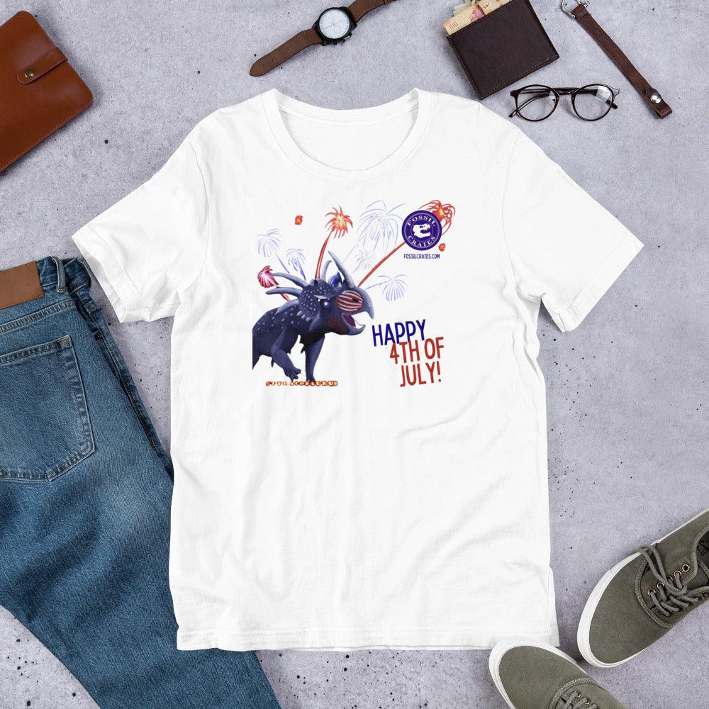 Styracosaurus Happy 4th of July T-shirt - Fossil Crates Dinosaur T-Shirt