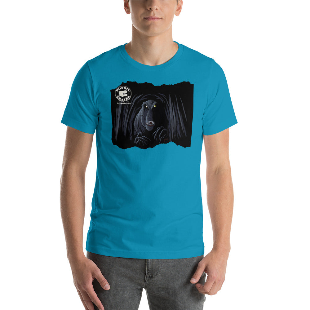 Spooky T. rex Unisex t-shirt in aqua