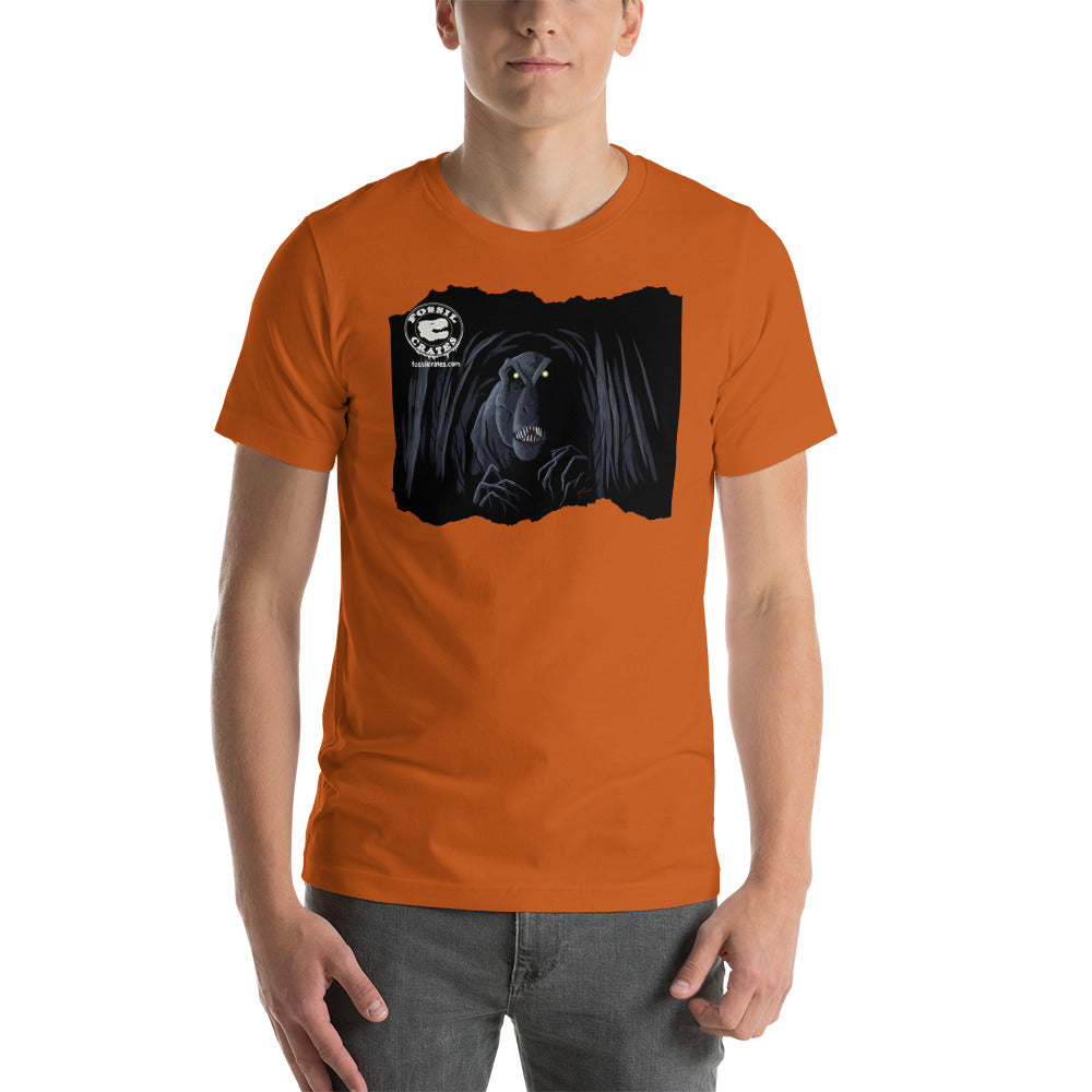 Spooky T. rex Unisex t-shirt in autumn