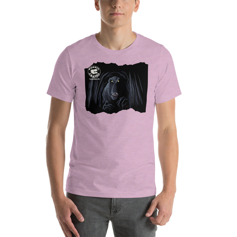Spooky T. rex Unisex t-shirt in heather prism lilac