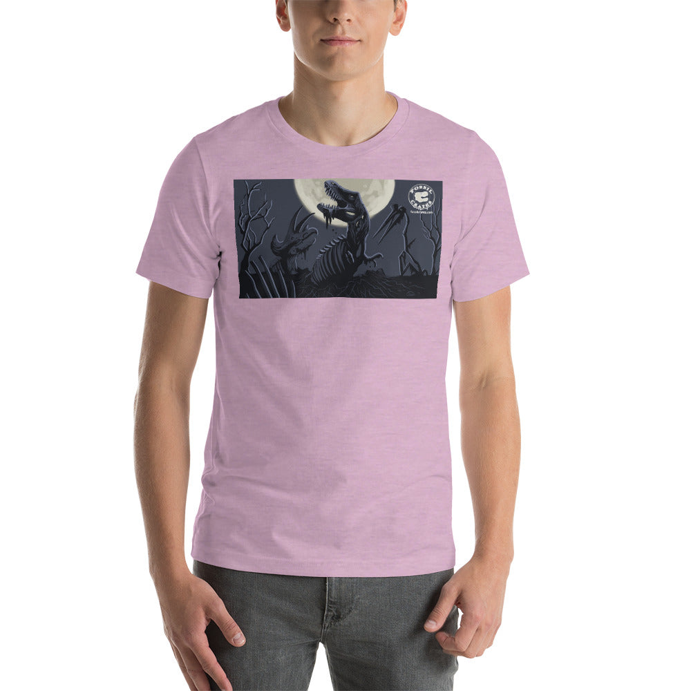 Dinosaur Graveyard unisex t-shirt in prism lilac