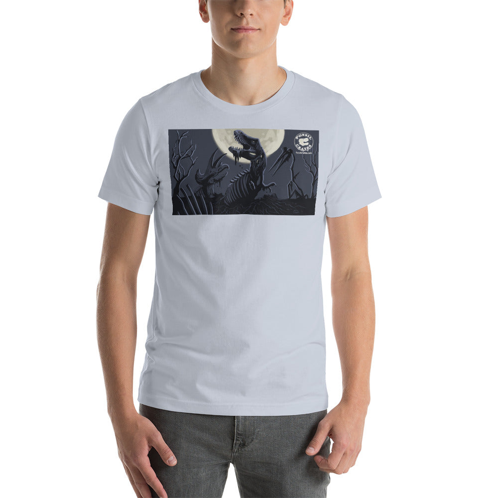 Dinosaur Graveyard unisex t-shirt in light blue