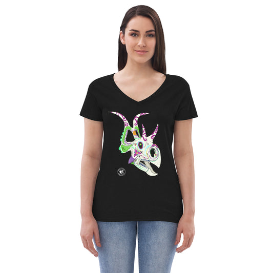 Diabloceratops Sugar Skull V-neck T-shirt