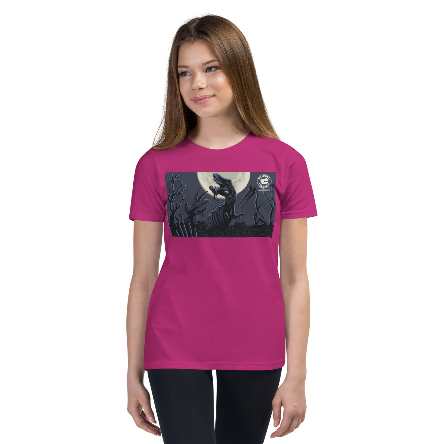 Dinosaur Graveyard t-shirt in berry