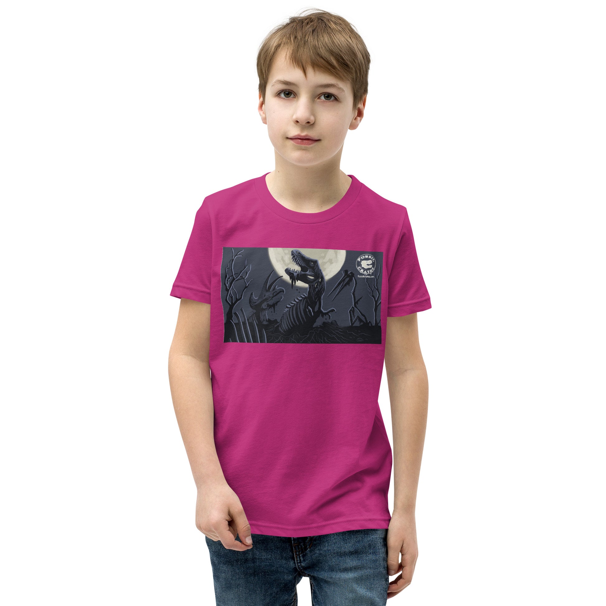 Dinosaur Graveyard t-shirt in berry