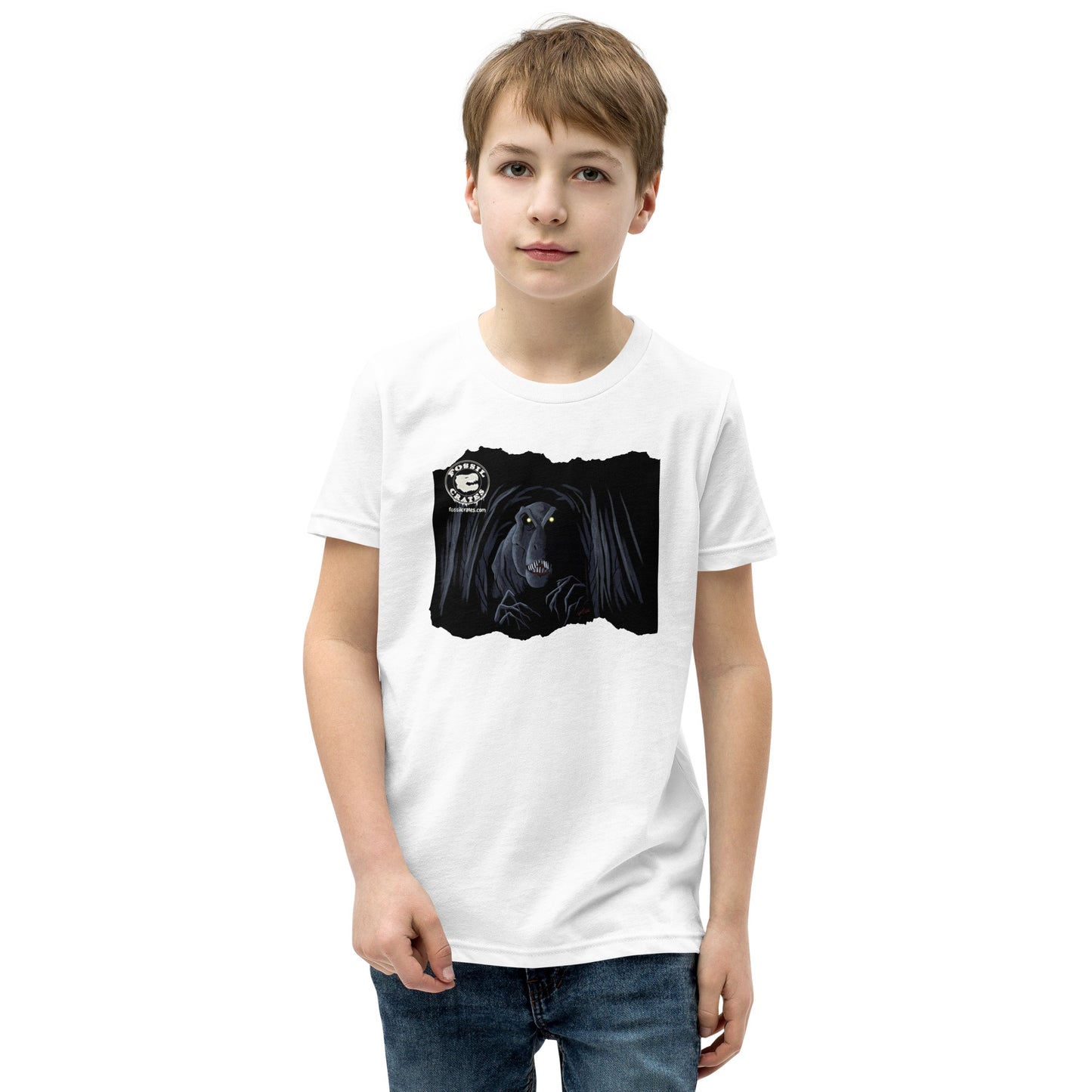 Spooky T. rex Youth T-Shirt in white