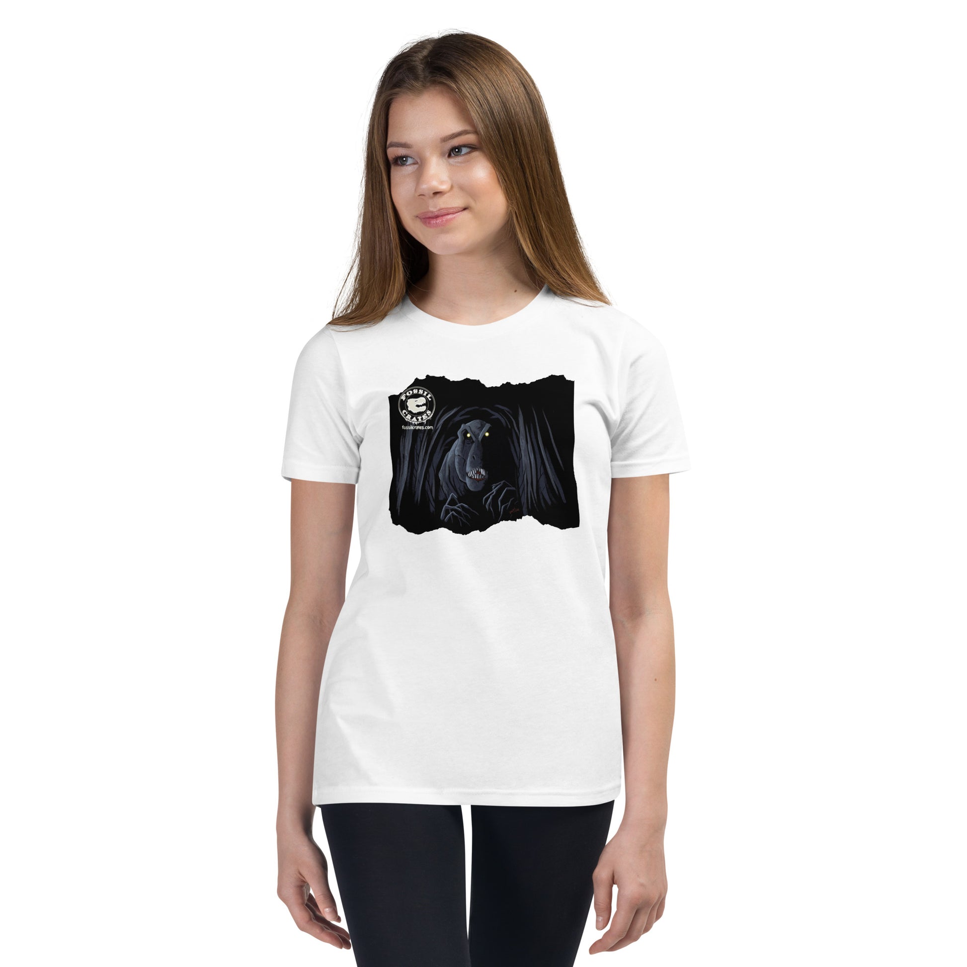 Spooky T. rex Youth T-Shirt in white